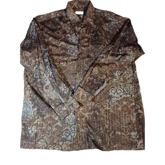 Georg Roth Other - Georg Roth Los Angeles Mens XL Black/Brown Floral Long Sleeve Button Shirt 1772
